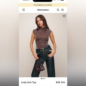 Reformation Brown Lindy Knit Top